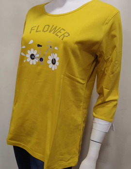 Camiseta mujer media manga cotton amarillo