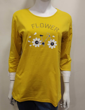 Camiseta mujer media manga cotton amarillo