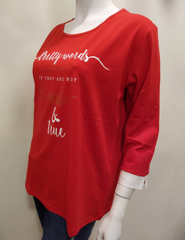 Camiseta mujer dibujada media manga rojo