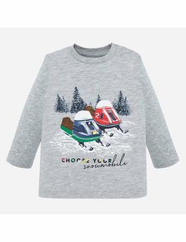 Camiseta Mayoral M/l 'snowmobile' Gris Bebe Niño