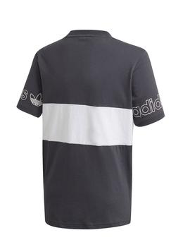 Camiseta Adidas Panel Gris/Blanco Niño