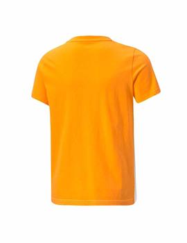 Camiseta Puma ESS  Colorblock Naranja/Neg/Bco Niño