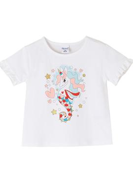 Camiseta Newness Unicornio Blanca Para Niña