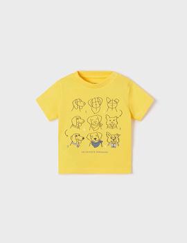 Camiseta Mayoral Perritos Amarilla Para Bebé Niño