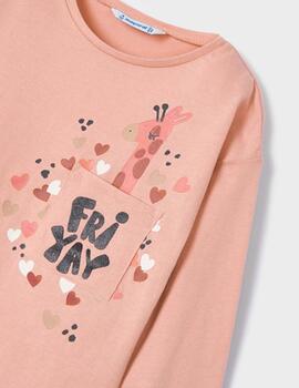 Camiseta Mayoral Girafa Rosa Para Niña