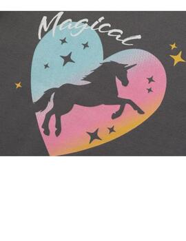 Camiseta Newness Unicornio Gris Para Niña
