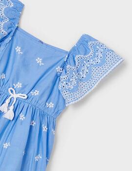 Vestido Mayoral Flores Azul Para Niña